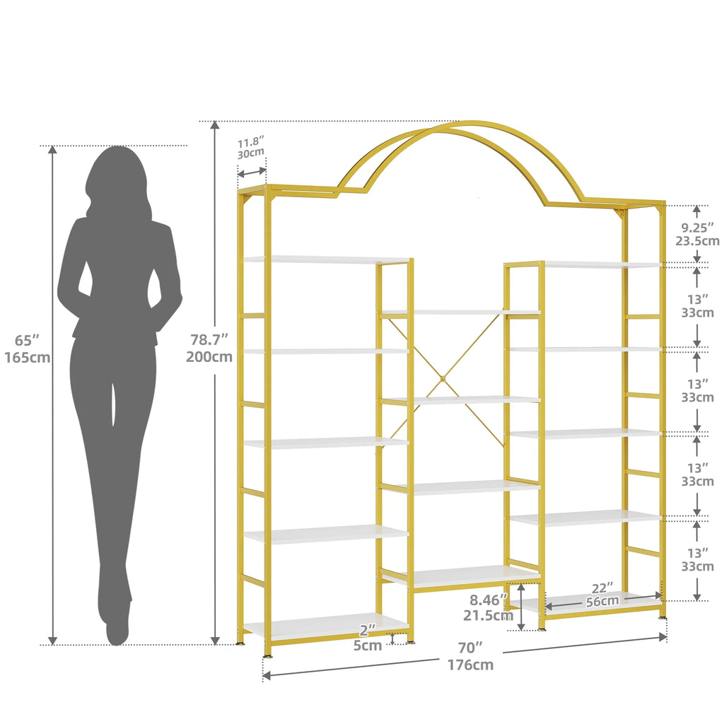 5-Tier Gold and White Bookshelf F4091