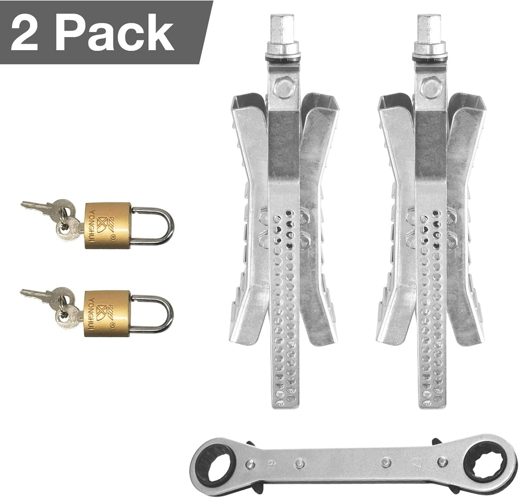 Camper Wheel Chock Stabilizer 2 Sets, RV Tire Scissor Locking X Chock, Pack of 2 Y115