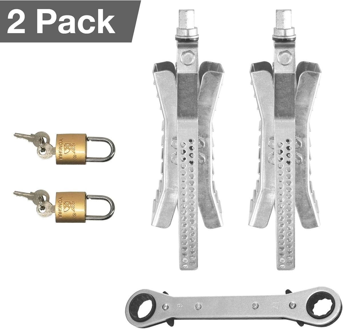 Camper Wheel Chock Stabilizer 2 Sets, RV Tire Scissor Locking X Chock, Pack of 2 Y115