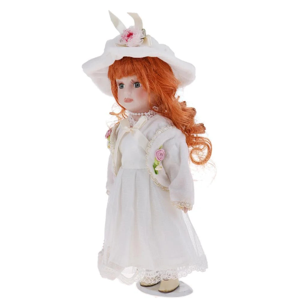 12inch Porcelain Doll with Lace Dress & Stand P191