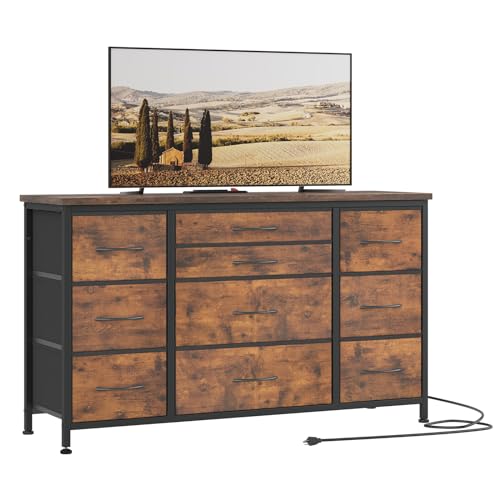 Black 10 Drawer Dresser with Power Outlet P85120