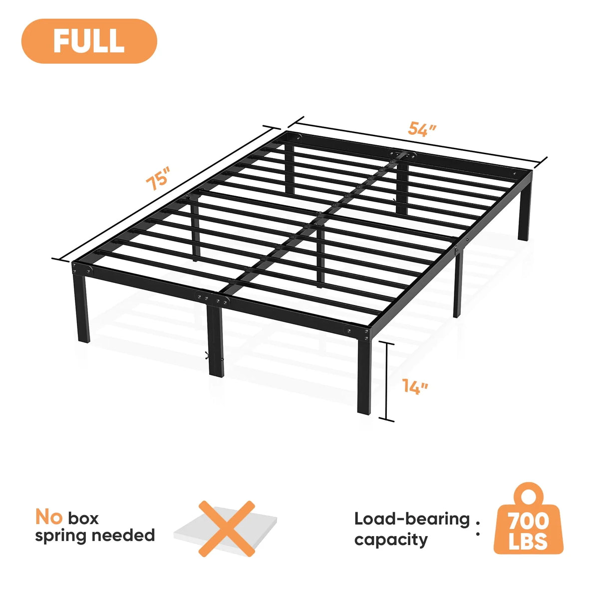Queen Size Black Metal Platform Bed Frame U653