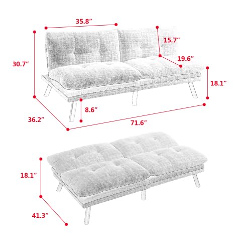 Black Convertible Futon Sofa Bed with Metal Legs L5008