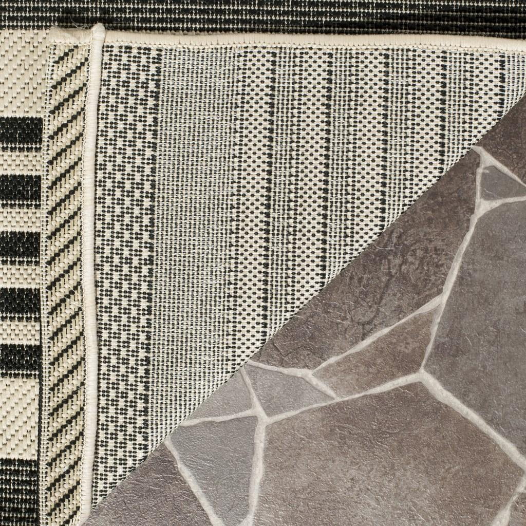 Black/Bone Striped Square Indoor/Outdoor Area Rug Y906
