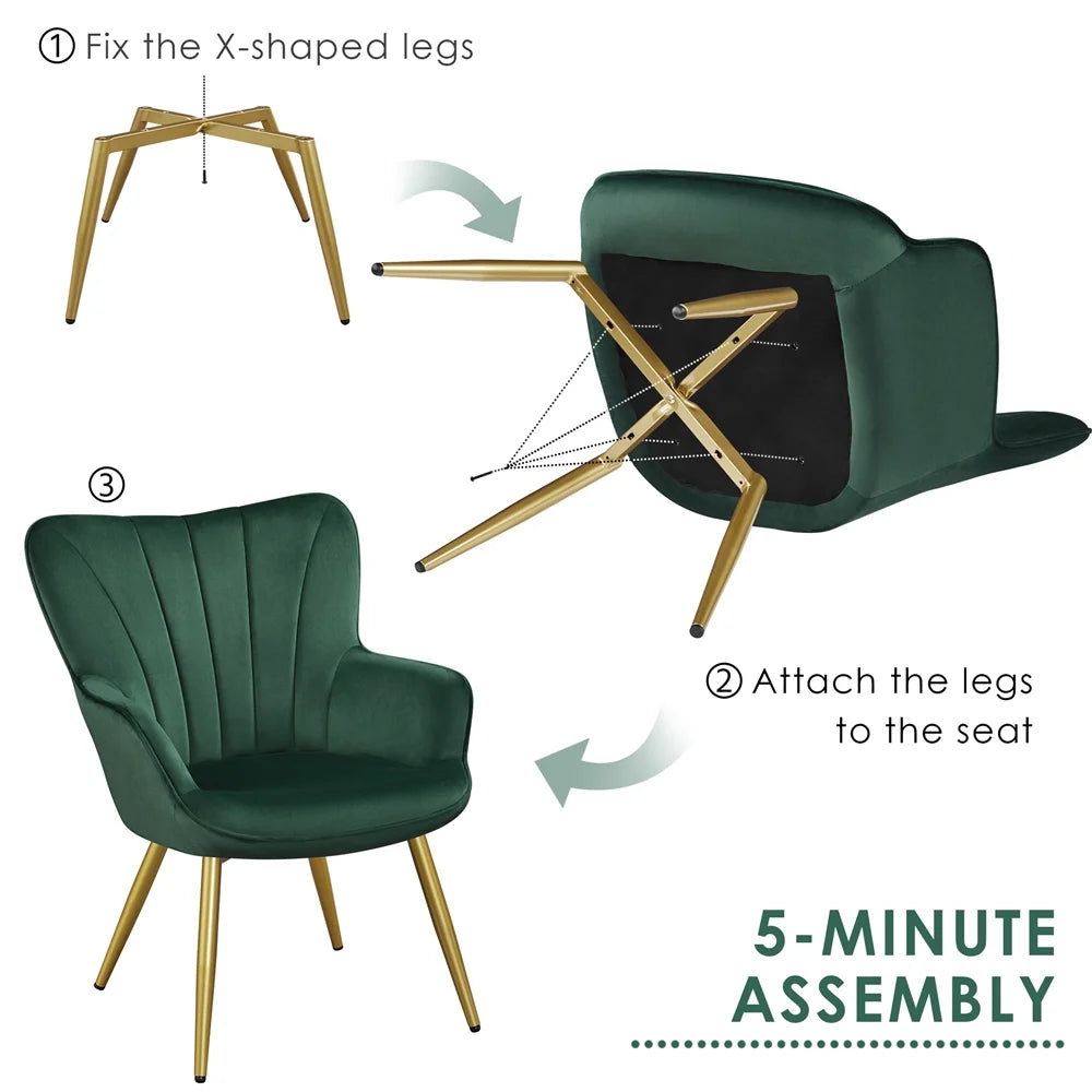 Green Velvet Upholstered Accent Chair H36320