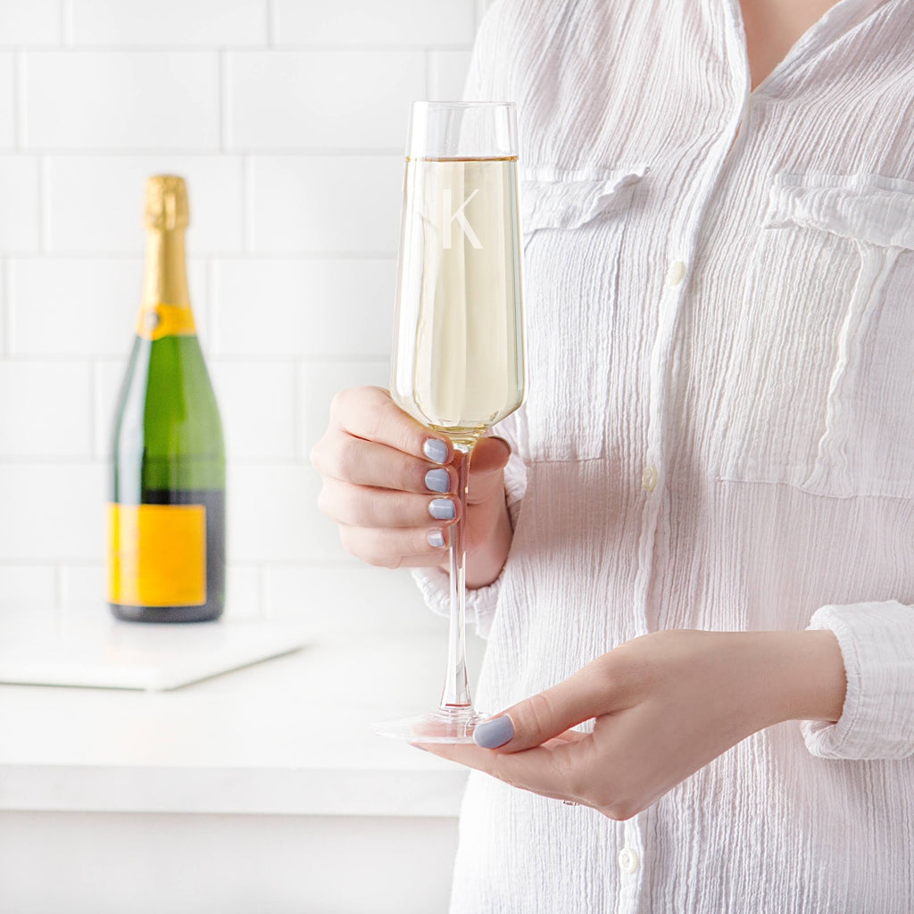 Set of 4 Monogram Champagne Flutes Y2545