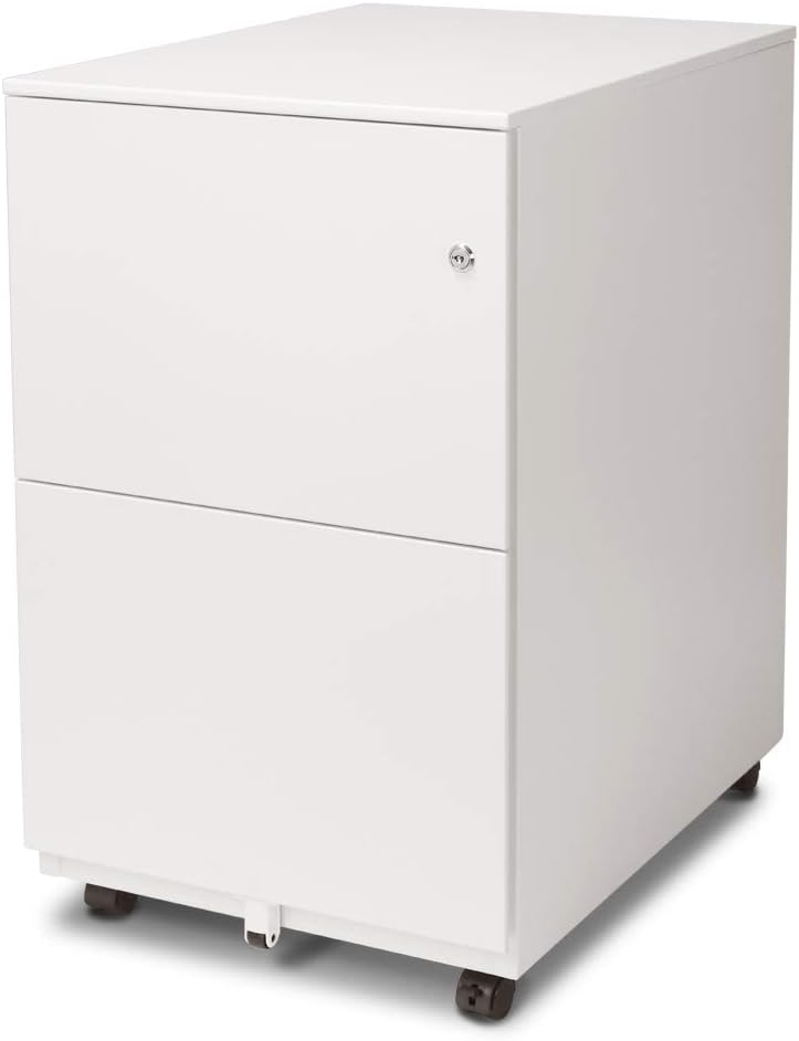 White 2-Drawer Metal File Cabinet with Lock X6489