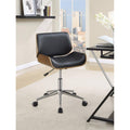 Contemporary Small-Back Home Office Chair, Black/Walnut H506339