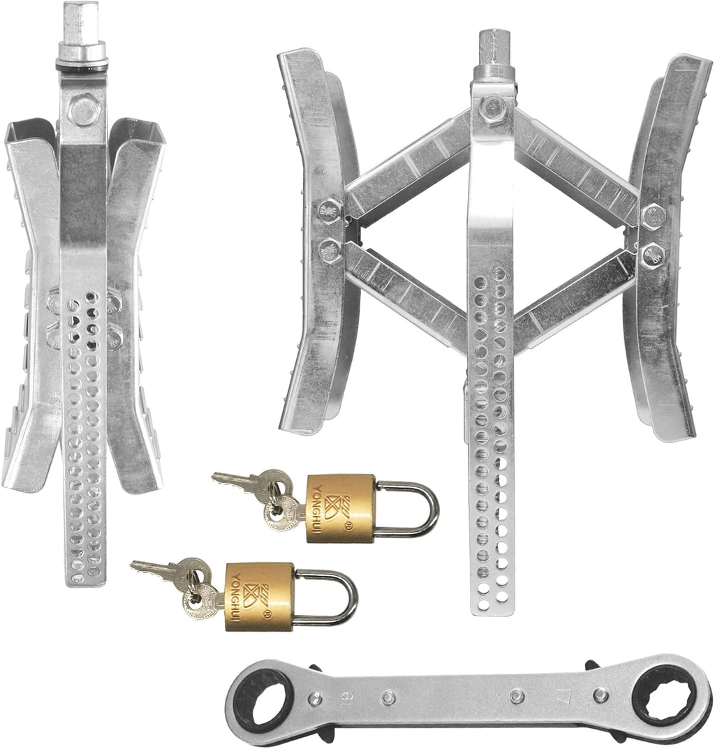 Camper Wheel Chock Stabilizer 2 Sets, RV Tire Scissor Locking X Chock, Pack of 2 Y115
