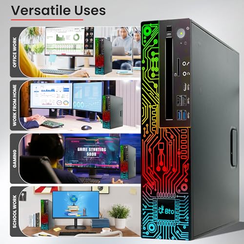 RGB Gaming Desktop PC Intel i5 8th Gen 16GB Ram 512GB SSD NVIDIA GeForce GT 1030 DDR5 24 inch Monitor WiFi Windows 11 Pro Renewed E274135