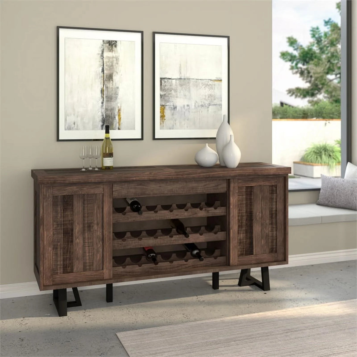 4 Piece Dining Table Side Chairs Sideboard Set S462