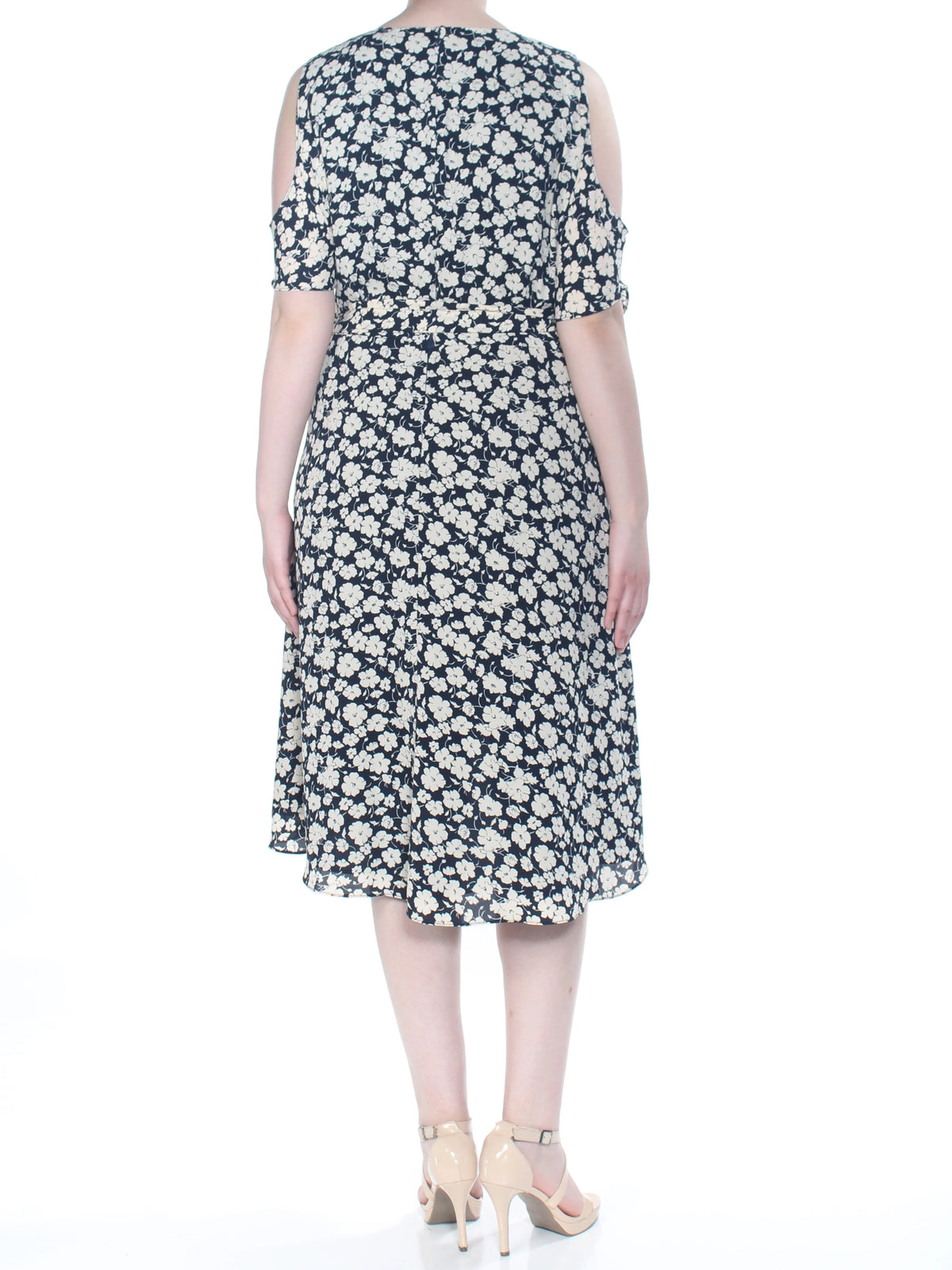 Navy Floral Short Sleeve A-Line Dress Plus 16W B353638