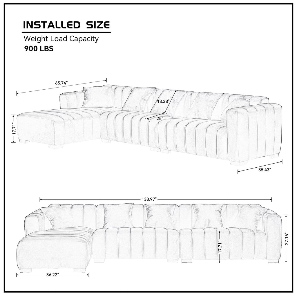 139" L Shaped Sectional Sofa with Ottoman D477350