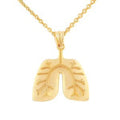 14K Yellow Gold Human Lungs Anatomy Pendant Necklace with 22" chain E973137