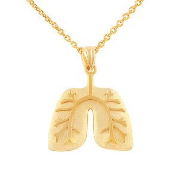 14K Yellow Gold Human Lungs Anatomy Pendant Necklace with 22" chain E973137