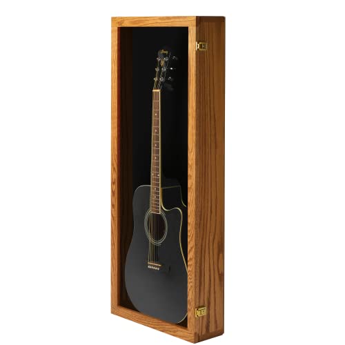 Natural Oak Acrylic Acoustic Guitar Wall Display Case W31169