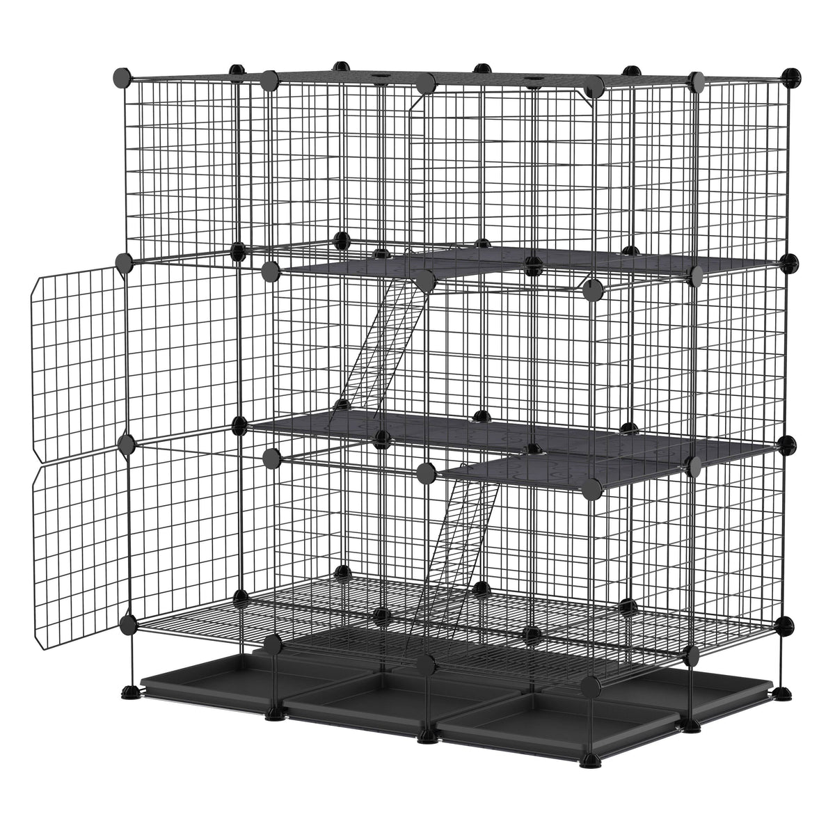 Black Steel Pet Playpen with Trays Z80721