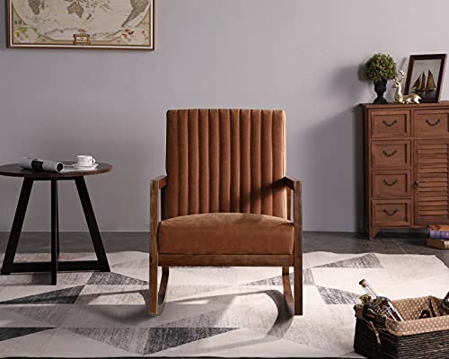 Leather Rocking Chair with Padded Seat Wood Frame Dark Brown PU I2617