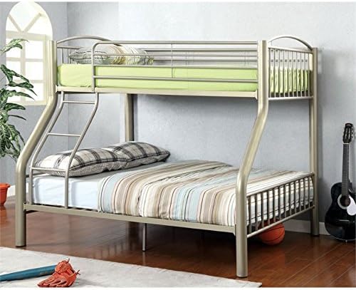 Metallic Gold Metal Twin Over Full Bunk Bed F9702