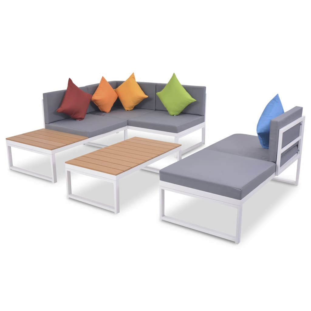 4 Piece Outdoor Conversation Sectional Sofa Set with Coffee Table Aluminum Frame Patio Lounge Set N27835