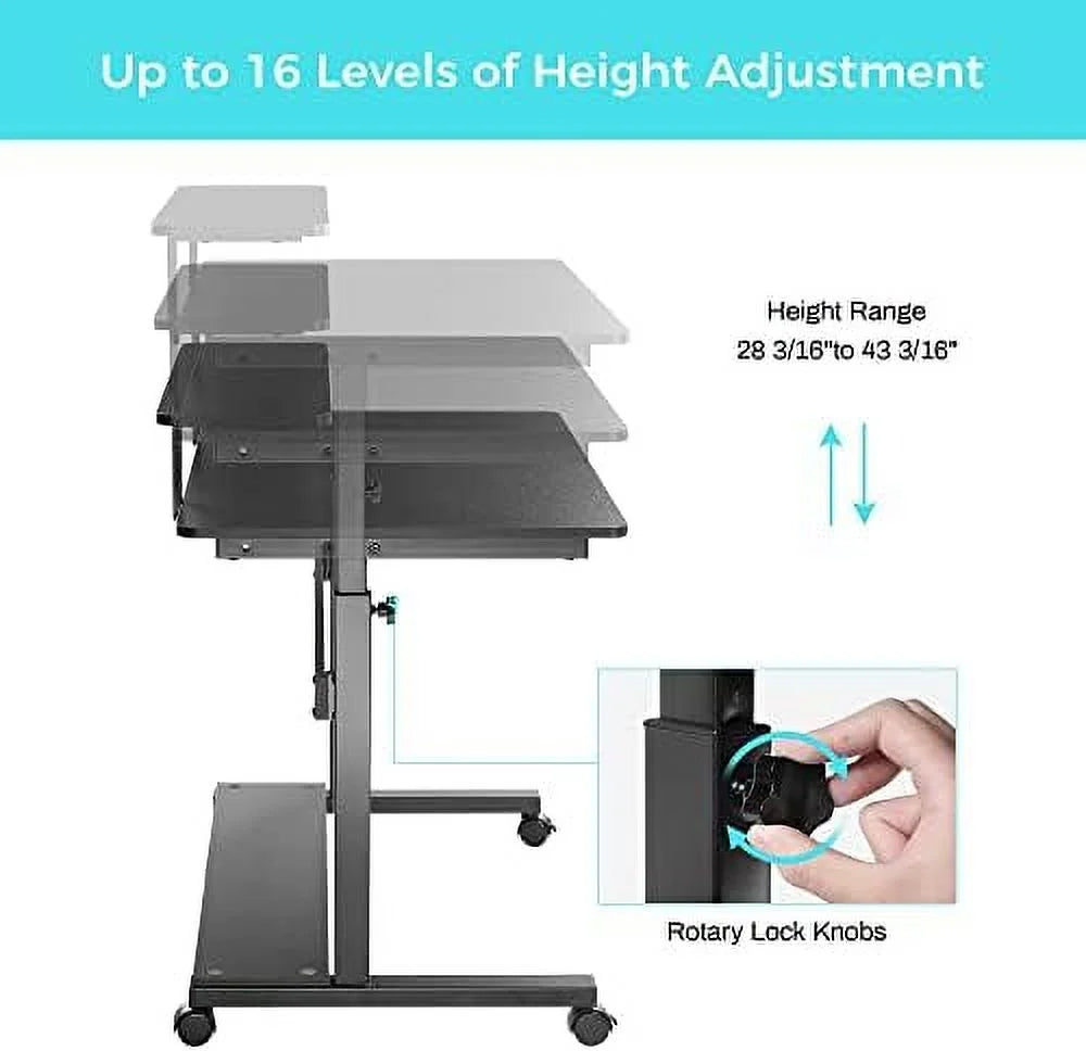 Height Adjustable Standing Desk with Monitor Shelf Black C720