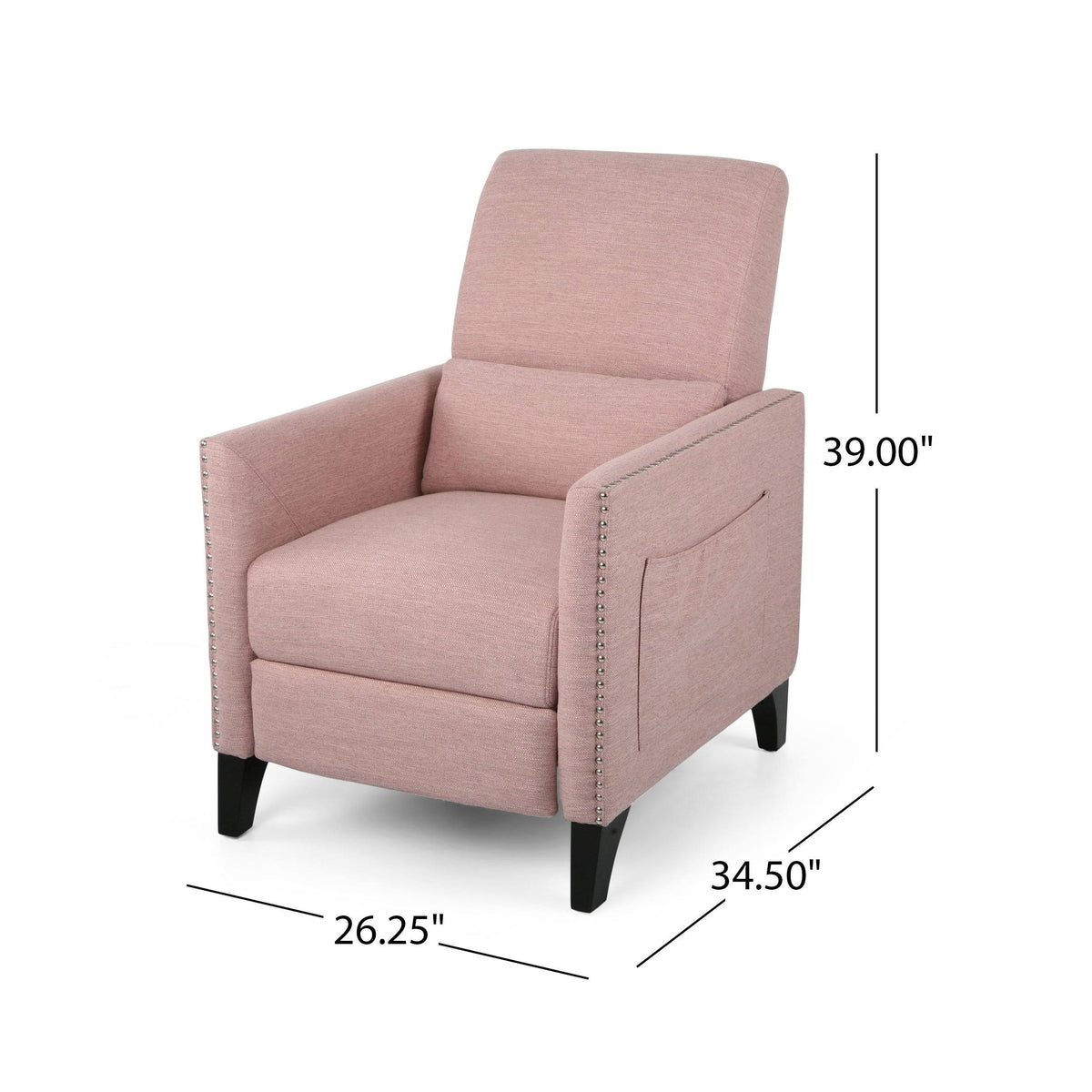 Light Blush Fabric Push Back Recliner U726