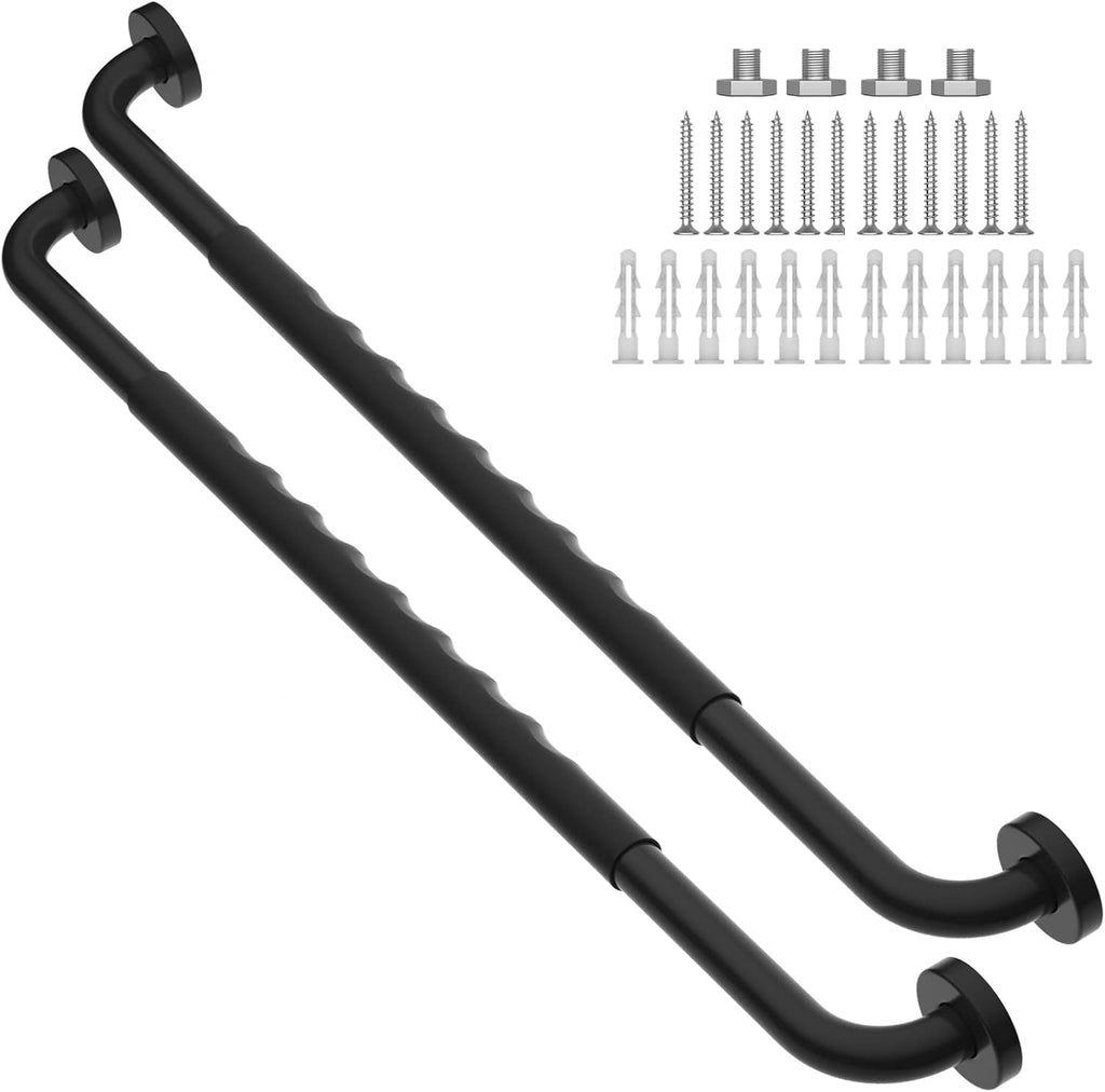 2 Pack 24 Inch Anti-Slip Stainless Steel Matte Black Shower Grab Bars X413491