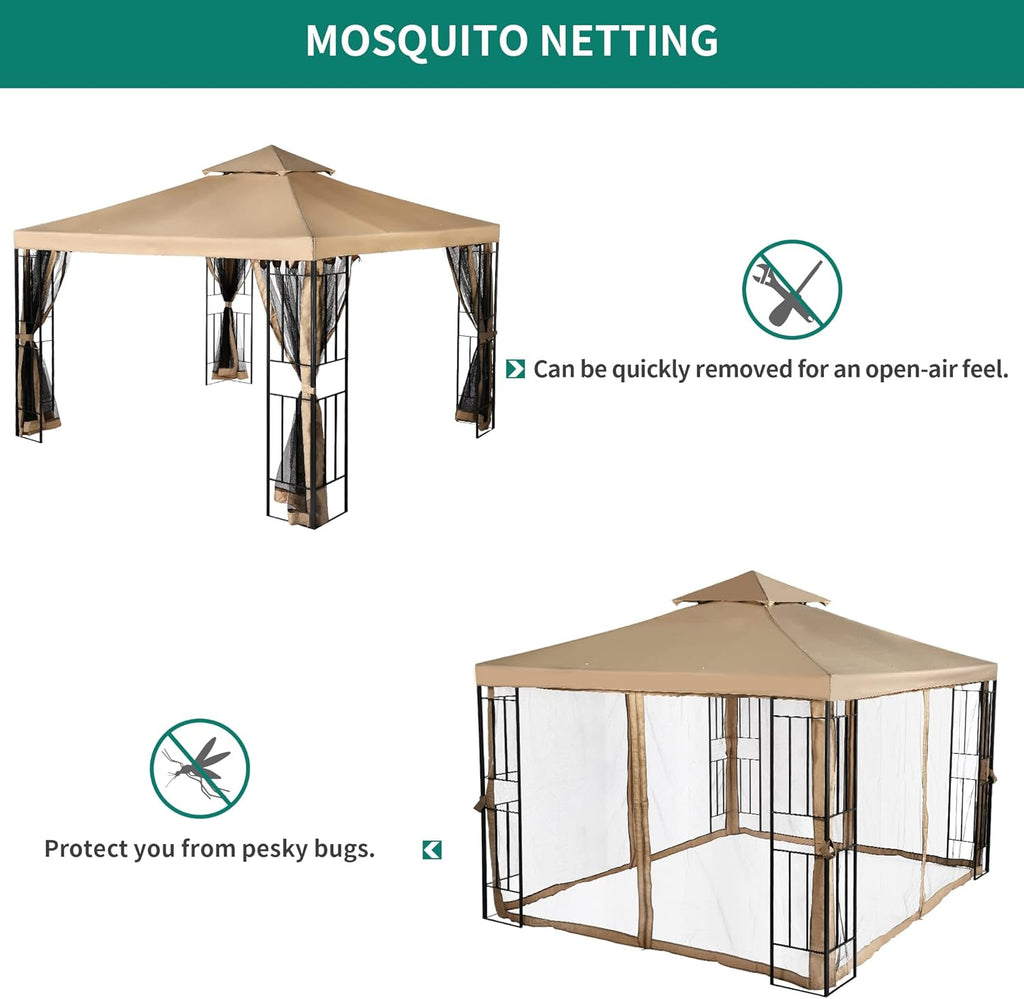10x10 Steel Canopy with Mosquito Netting Q646