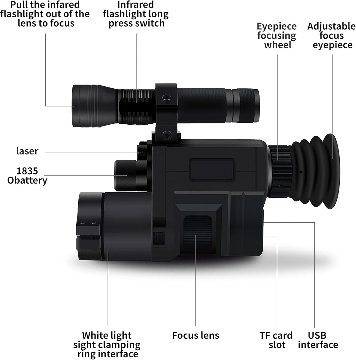 WiFi Digital Night Vision Scope Video Camera 960P 1.3 inch HD Display U925