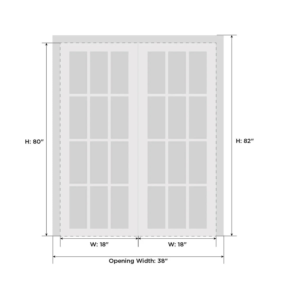 Solid French Double Doors 36 x 80 inches Painted Grey Oak Wood S1421