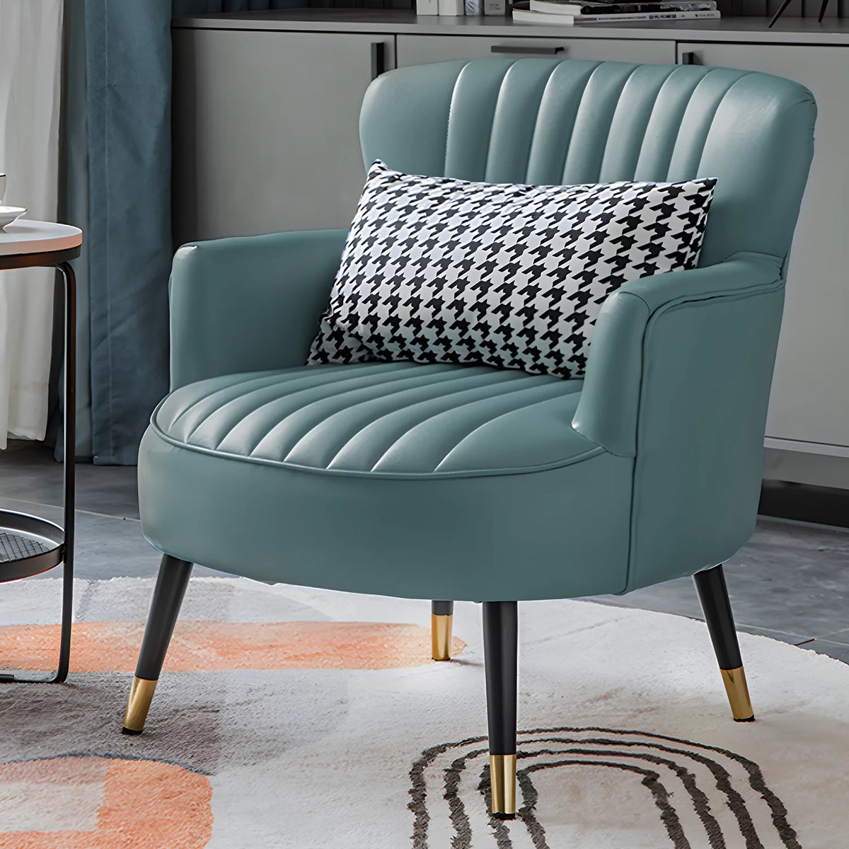 Cadet Blue Upholstered Accent Chair with Pillow N435722