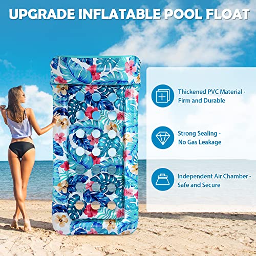Inflatable Oversized Pool Float Lounger with Headrest W714440