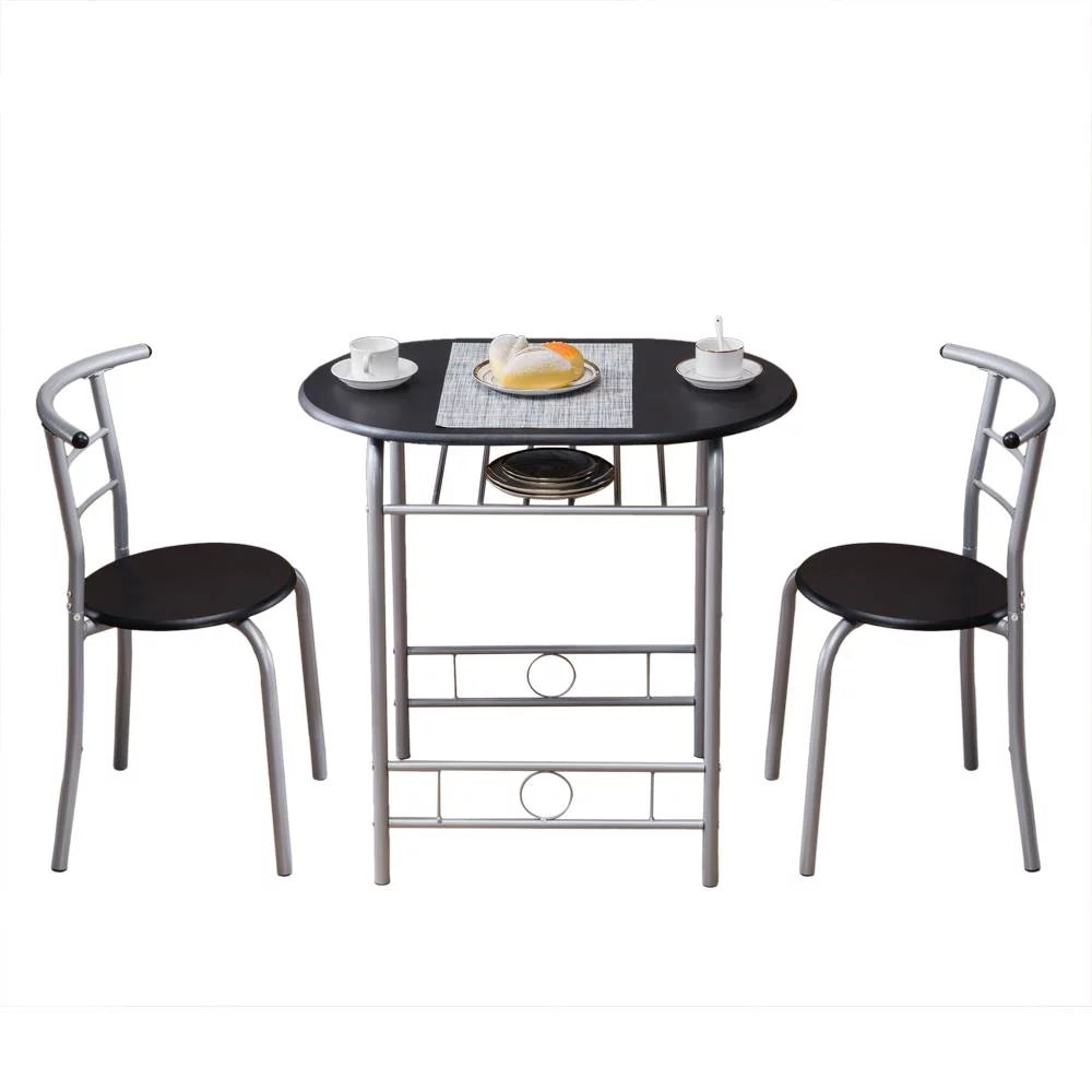 3-Piece Wooden Round Table and Chairs Set W992171