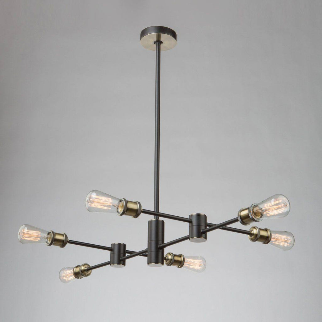 Matte Black Satin Brass 6 Light Chandelier Q996