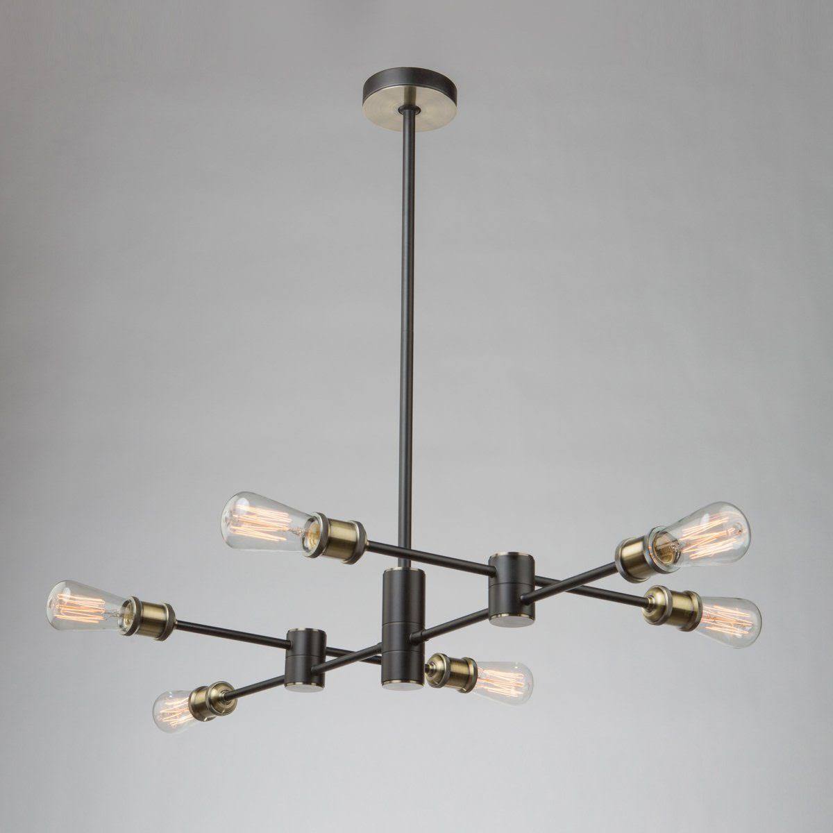 Matte Black Satin Brass 6 Light Chandelier Q996