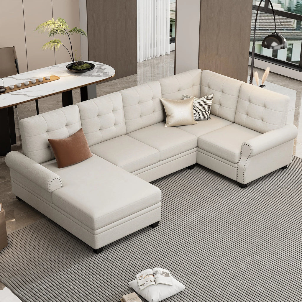 Beige U-Shaped Sectional Sofa H768068