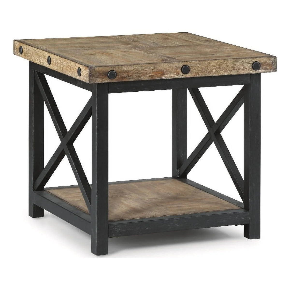 Brown Lamp Table with Metal Frame W75807