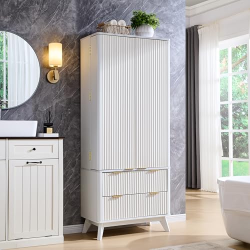72" Dark Grey Wood Pantry Cabinet with 10 Door Shelves & 2 Drawers Q89655