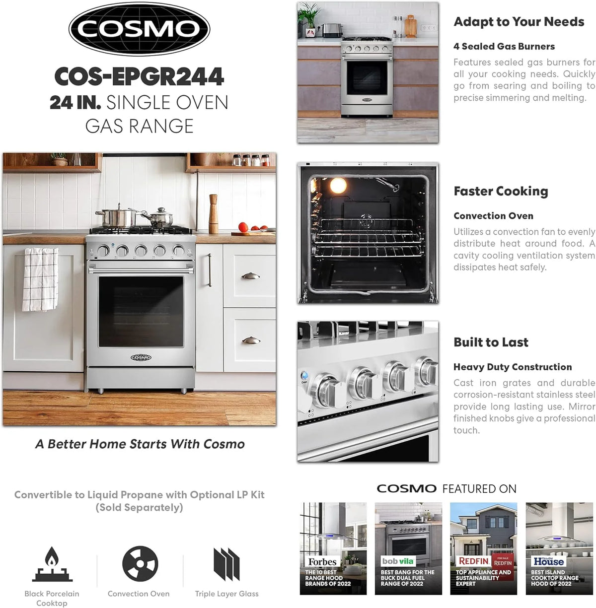 24 in. Freestanding Gas Range with 3.73 cu. ft. Capacity Oven in Stainless Steel A475743