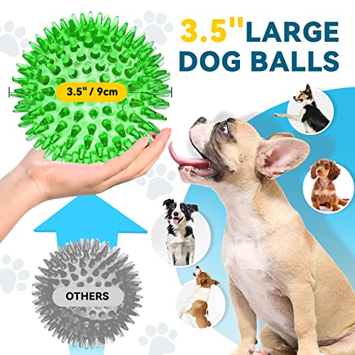 4.5'' Squeaky Dog Toy Balls, Spiky Dog Balls, Durable Puppy Chew Toys, BPA Free Non-Toxic (Purple) L960432