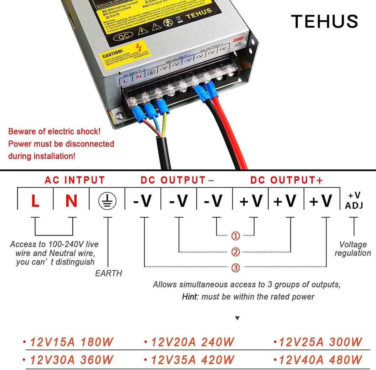 110V/220V to DC 12V 20A 240W Switching Power Supply B71823