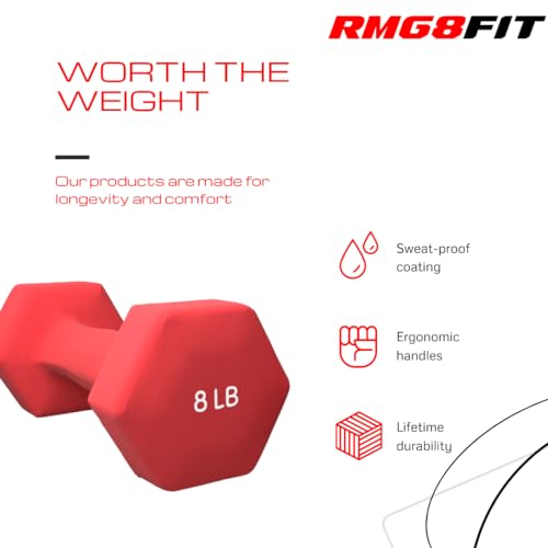 Neoprene Coated Dumbbell Hand Weight Pairs, 2LB, 4LB, 6LB, 8LB X499494