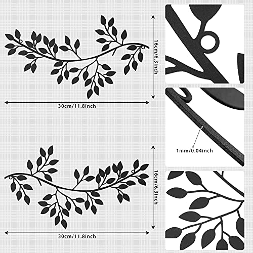 2 Pieces Metal Tree Leaf Wall Decor Wrought Iron Scroll Sculptures D555
