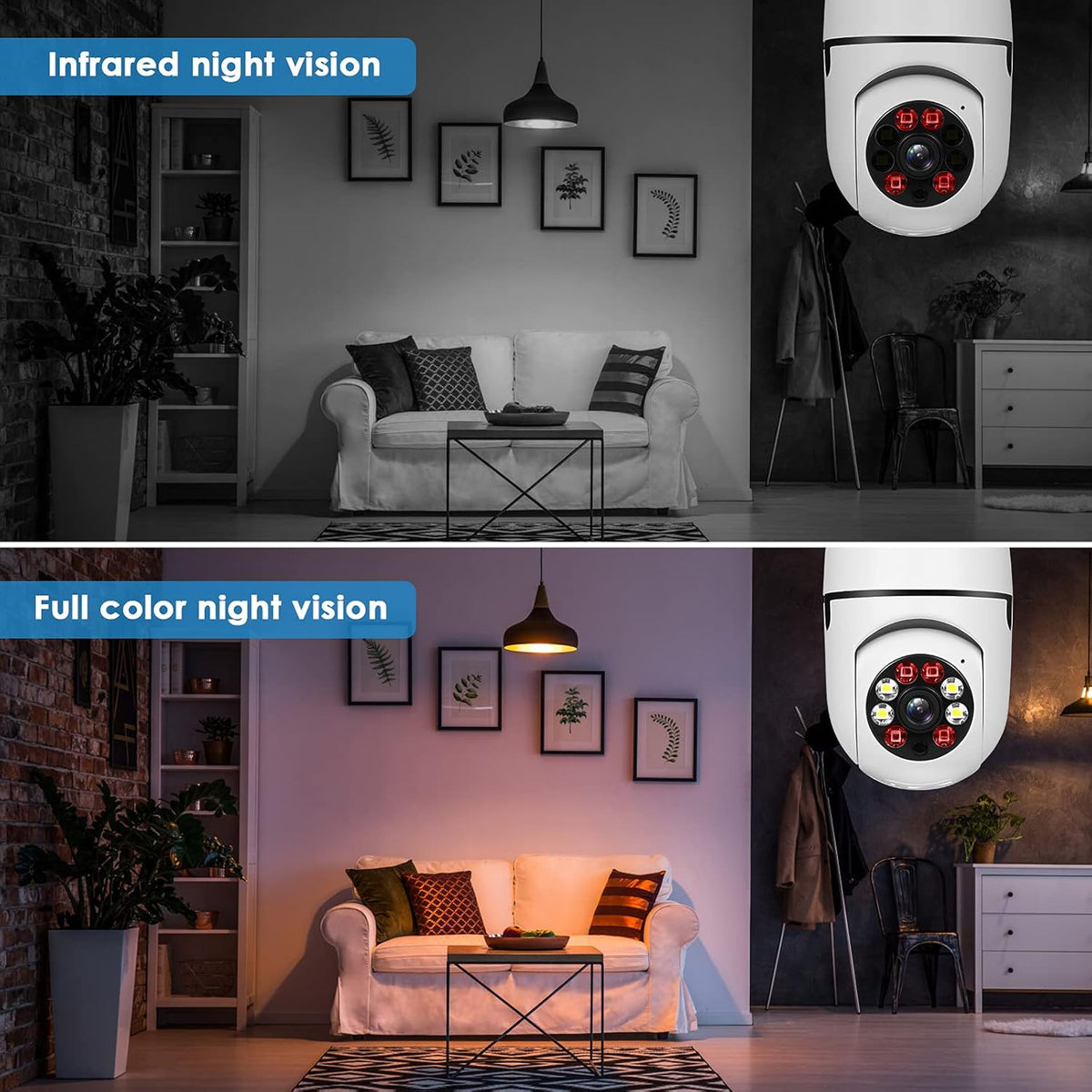 1080P PTZ Bulb Security Camera with WiFi Night Vision A15147