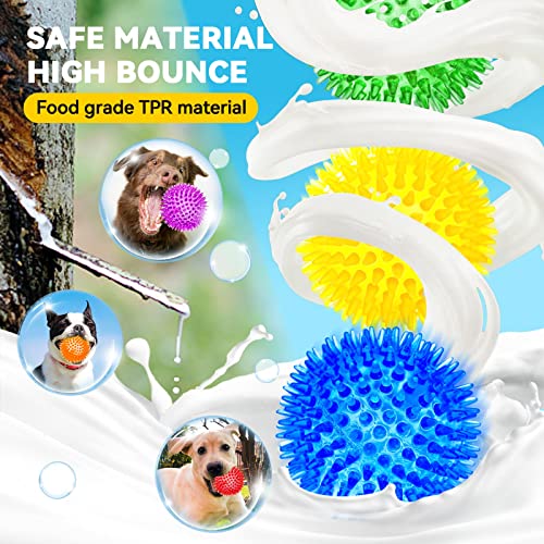 4.5'' Squeaky Dog Toy Balls, Spiky Dog Balls, Durable Puppy Chew Toys, BPA Free Non-Toxic (Purple) L960432