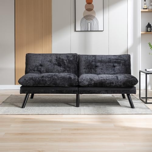 Black Convertible Futon Sofa Bed with Metal Legs L5008