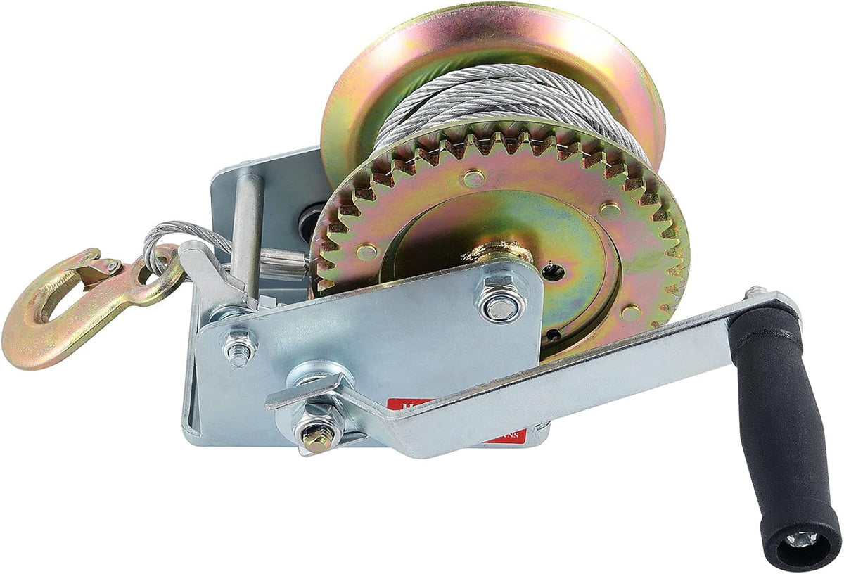 Heavy Duty Hand Winch with 49ft Steel Cable 1600lbs Capacity Pack of 2 O6278