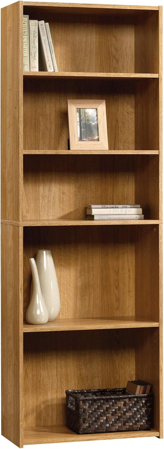 Highland Oak Pantry Cabinet and 5 Shelf Bookcase T657