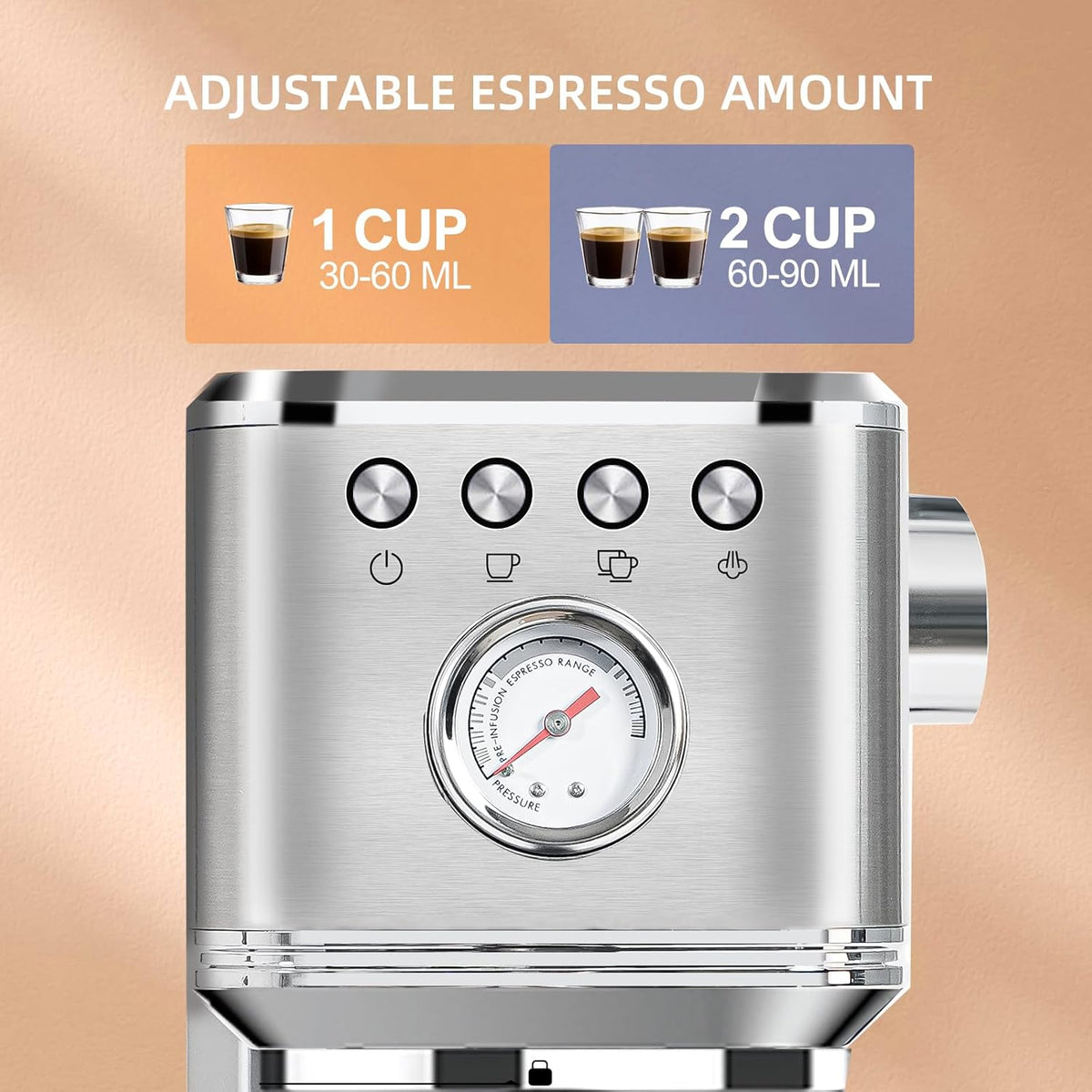 20 Bar Semi Automatic Stainless Steel Espresso Machine C353515