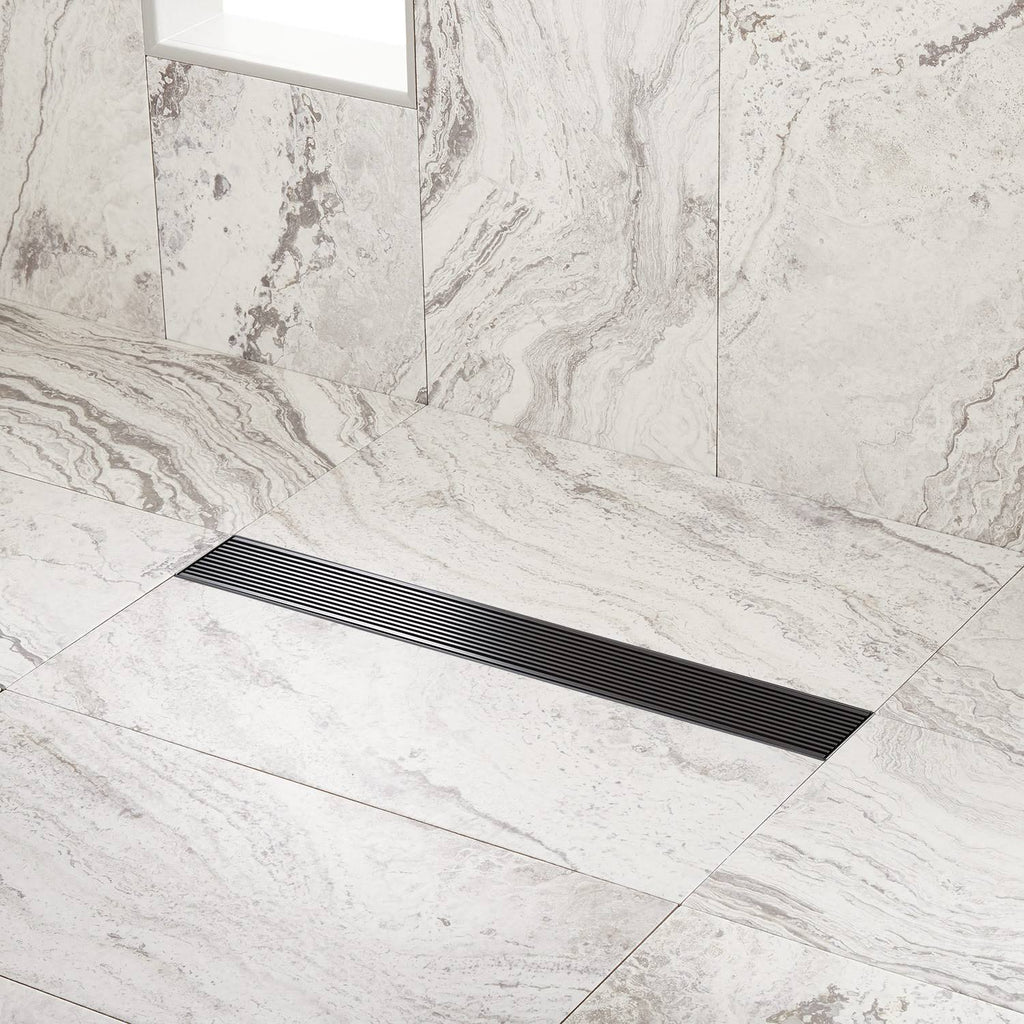 48x22 Linear Shower Drain with Flange Brushed Stainless Steel L424